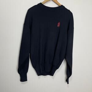 Bogner Luxury Crew Neck Ling Sleeve Embroidered Sweater Wool Blend Black S